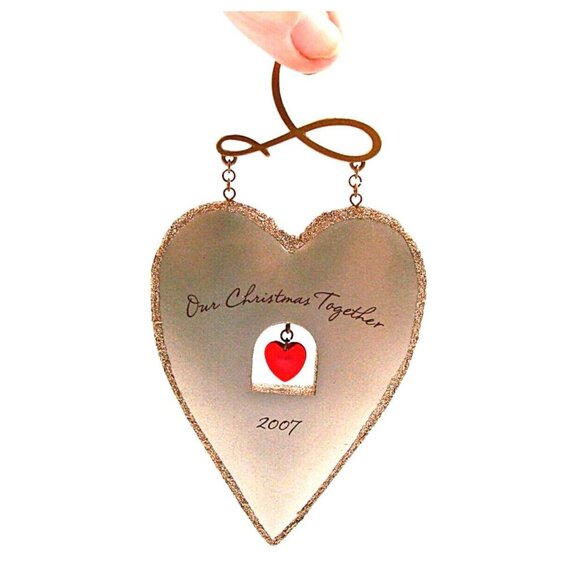 Hallmark Keepsake Heart Ornament Our Christmas Together Silver Red Heart Stone - Picture 2 of 12